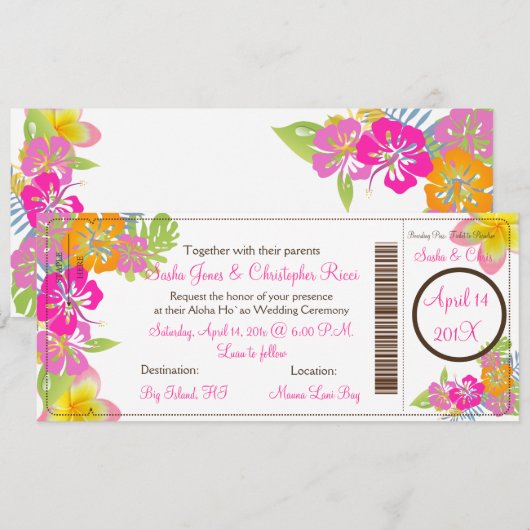 PixDezines Boarding Pass Hibiscus Leis/diy bckgran Kaart (Voorkant / Achterkant)