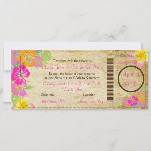 PixDezines Boarding Pass Hibiscus Leis Kaart (Voorkant)