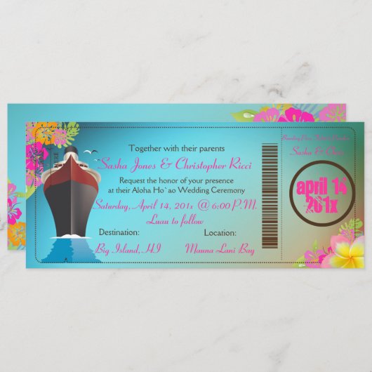 PixDezines Boarding Pass/Love Boat/Cruise Ship Kaart (Voorkant / Achterkant)