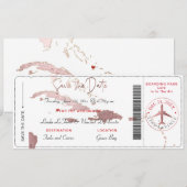 PixDezines Boarding Pass Opslagdatum, Caraïbische  Kaart (Voorkant / Achterkant)