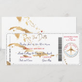 PixDezines Boarding Pass Opslagdatum, Caraïbische Kaart (Voorkant / Achterkant)