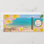 PixDezines BOARDING PASS+PINK PLUMERIA+BEACH Kaart (Voorkant)