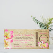 PixDezines Boarding Pass Pink Plumerias Kaart (Staand voorkant)