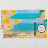 PixDezines Boarding Pass Pink Plumerias+strand Kaart (Voorkant / Achterkant)