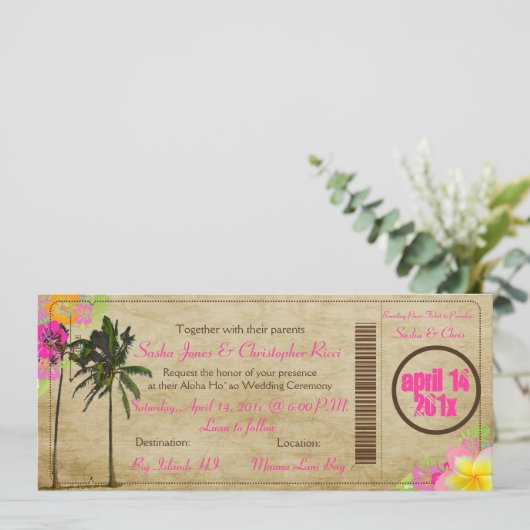 PixDezines Boarding Pass/ tweelingpalmen Kaart (Staand voorkant)