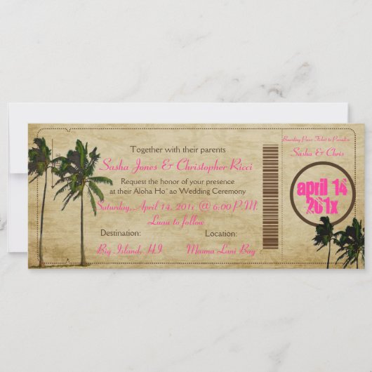 PixDezines Boarding Pass/ tweelingpalmen Kaart (Voorkant)