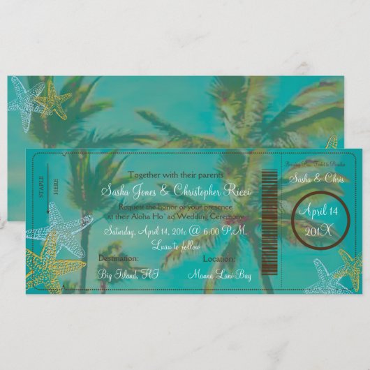 PixDezines boardingpass strand Kaart (Voorkant / Achterkant)