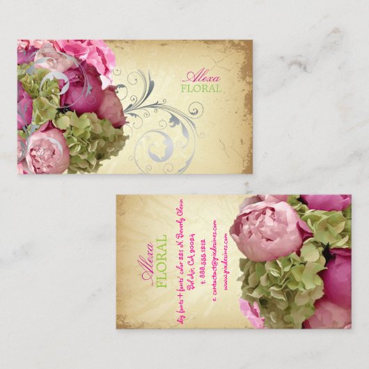 PixDezines  boeket, bloemisten/doe-het-zelf kleure Visitekaartje (Voorkant / Achterkant)