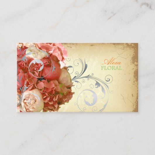 PixDezines  boeket, bloemisten/doe-het-zelf kleure Visitekaartje (Voorkant)