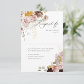 PixDezines Boho Autumn Flowers Blush Burgundy RSVP (Staand voorkant)