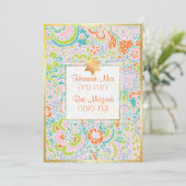 PixDezines Boho bloem+vlinders Bat Mitzvah Kaart (Staand voorkant)