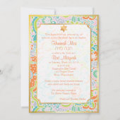 PixDezines Boho bloem+vlinders Bat Mitzvah Kaart (Achterkant)
