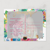 PixDezines Boho Bloemen Waterverf Opslaan Datum Aankondigingskaart (Achterkant)