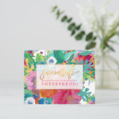 PixDezines Boho Bloemen Waterverf Opslaan Datum Aankondigingskaart (Staand voorkant)