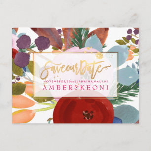 PixDezines Boho Bloemen Waterverf Opslaan Datum Aankondigingskaart