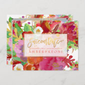 PixDezines Boho Bloemen Waterverf Opslaan Datum Aankondigingskaart (Voorkant / Achterkant)