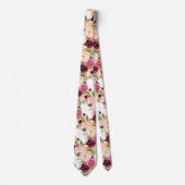 PixDezines Boho Blush Burgundy Watercolor Bloemen Stropdas (Voorkant)