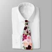 PixDezines Boho Blush Burgundy Watercolor Bloemen Stropdas (Gebonden)
