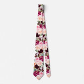 PixDezines Boho Blush Burgundy Watercolor Bloemen Stropdas (Voorkant)