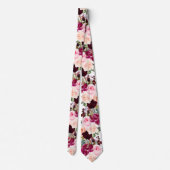 PixDezines Boho Blush Burgundy Watercolor Bloemen Stropdas (Achterkant)