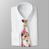 PixDezines Boho Blush Burgundy Waterverf Flowers Stropdas (Gebonden)