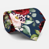 PixDezines Boho Blush Burgundy Waterverf Flowers Stropdas (Opgerold)