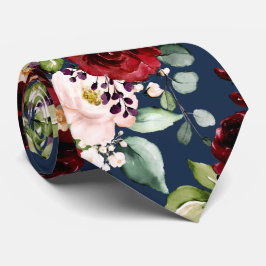 PixDezines Boho Blush Burgundy Waterverf Flowers Stropdas