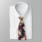 PixDezines Boho Blush Burgundy Waterverf Flowers Stropdas (Gebonden)