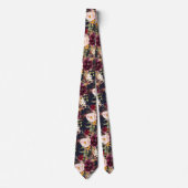 PixDezines Boho Blush Burgundy Waterverf Flowers Stropdas (Voorkant)