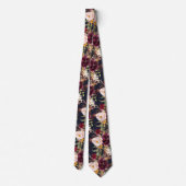 PixDezines Boho Blush Burgundy Waterverf Flowers Stropdas (Achterkant)