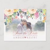 PixDezines Boho Floral Save the Date/FauxRose Gold Aankondigingskaart (Voorkant)