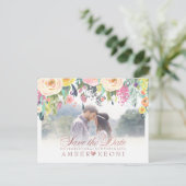 PixDezines Boho Floral Save the Date/FauxRose Gold Aankondigingskaart (Staand voorkant)