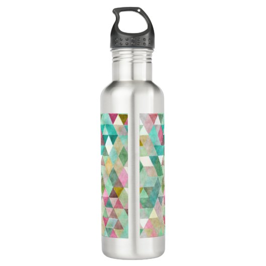 PixDezines Boho Geometric / Triangles Pattern Waterfles (Achterkant)