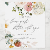 PixDezines Boho H2 Herfst Garden Flowers Wijn Etiket (Enkel label)