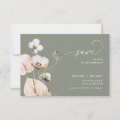 PixDezines Boho H2 Wild Flowers Sage Save The Date (Voorkant)