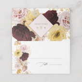 PixDezines Boho Herfst Blozende Rozen Burgundy Kle Plaatskaartje (Buitenkant ongevouwen)