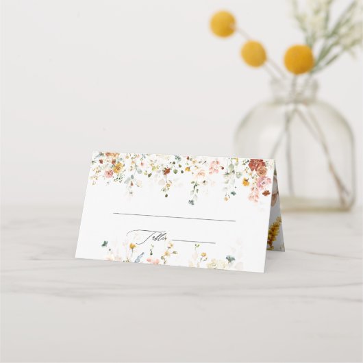 PixDezines Boho Herfst Garden Flowers Monogram Pla Plaatskaartje (Voorkant)