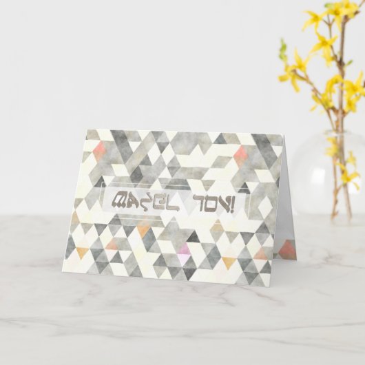 PixDezines Boho Triangles Mazel Tov/Gefeliciteerd Kaart (Gele Bloem)