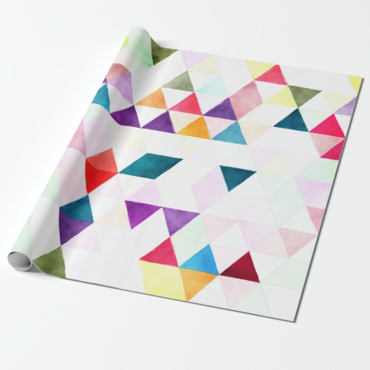 PixDezines Boho Waterverf driehoeken/Geometrisch Cadeaupapier (Uitgerold)