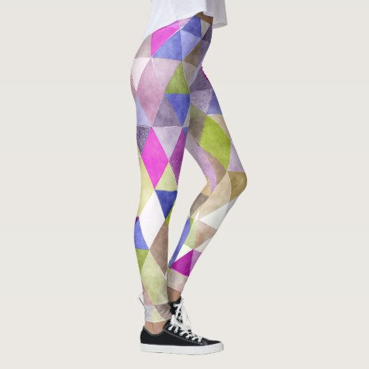 PixDezines Boho Waterverf Geometrisch/Driehoeken Leggings (Rechts)
