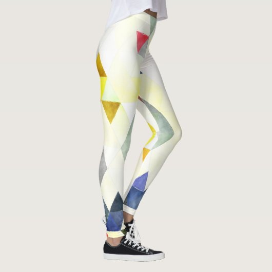 PixDezines Boho Waterverf Geometrisch/Driehoeken Leggings (Rechts)