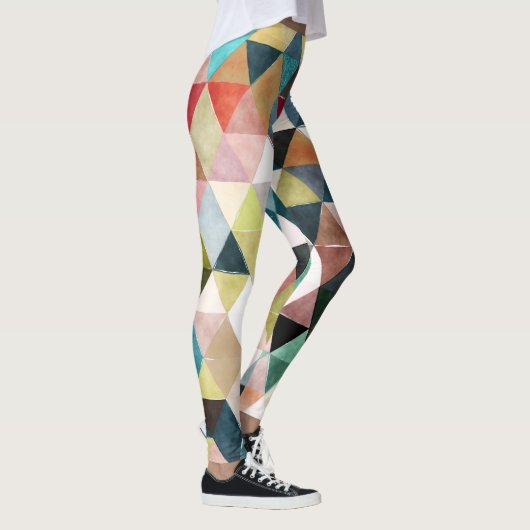 PixDezines Boho Waterverf Geometrisch/Driehoeken Leggings (Rechts)