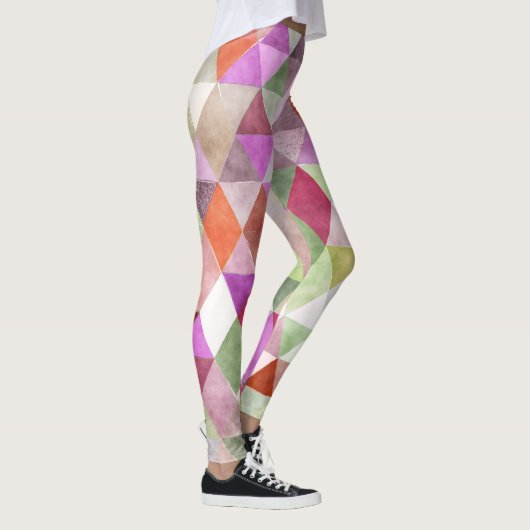 PixDezines Boho Waterverf Geometrisch/Driehoeken Leggings (Rechts)