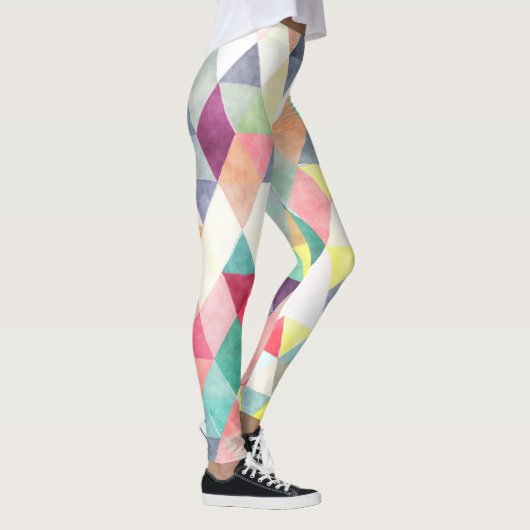 PixDezines Boho Waterverf Geometrisch/Driehoeken Leggings (Rechts)