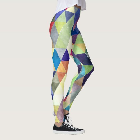 PixDezines Boho Waterverf Geometrisch/Driehoeken Leggings (Rechts)