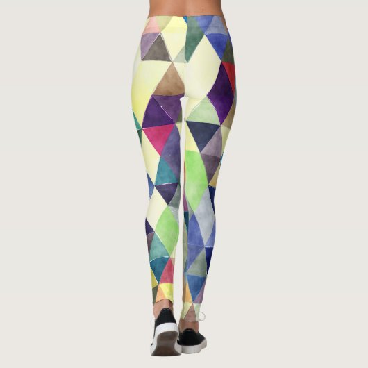 PixDezines Boho Waterverf Geometrisch/Driehoeken Leggings (Achterkant)