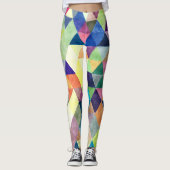 PixDezines Boho Waterverf Geometrisch/Driehoeken Leggings (Voorkant)