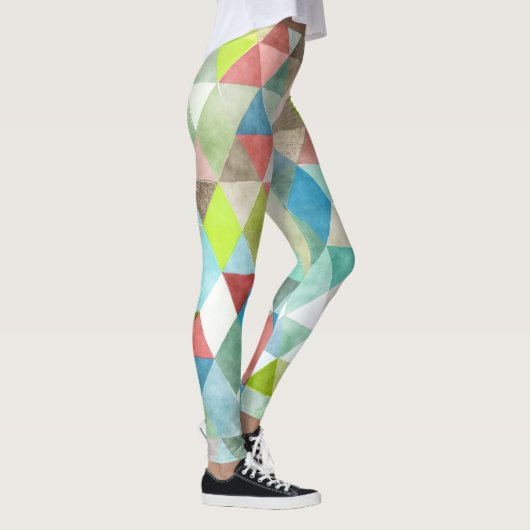PixDezines Boho Waterverf Geometrisch/Driehoeken Leggings (Rechts)