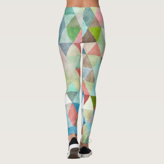 PixDezines Boho Waterverf Geometrisch/Driehoeken Leggings (Achterkant)