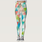 PixDezines Boho Waterverf Geometrisch/Driehoeken Leggings (Voorkant)